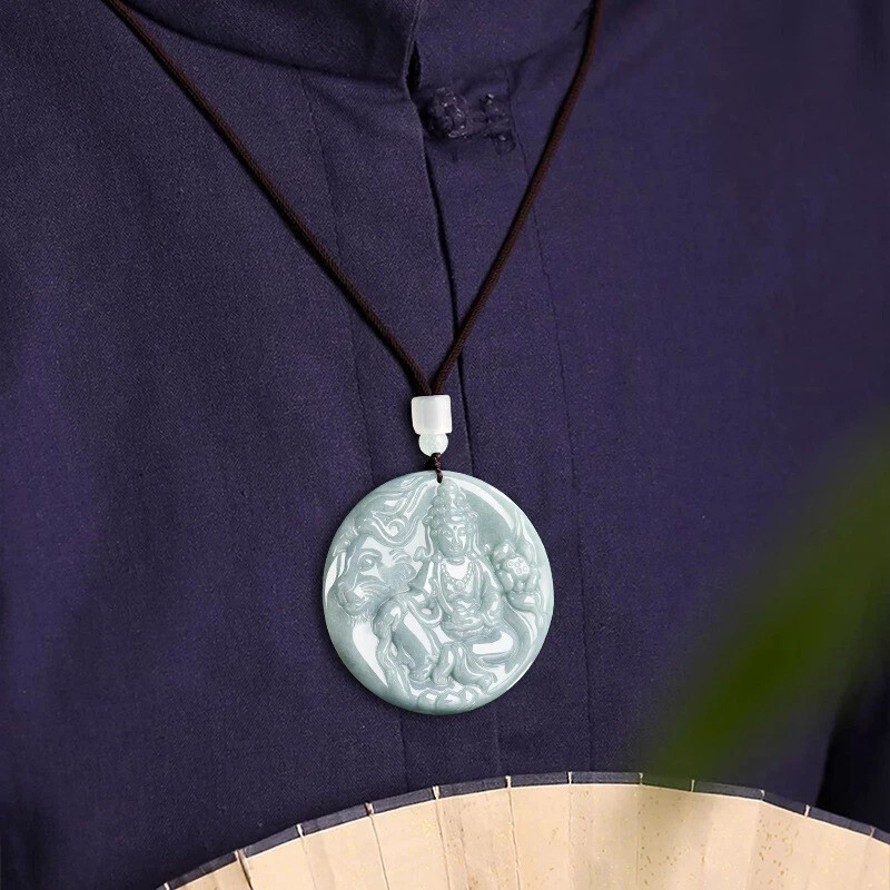 Real Grade A Natural Green Jade Jadeite Men Women Rabbit Guanyin Neck Pendant