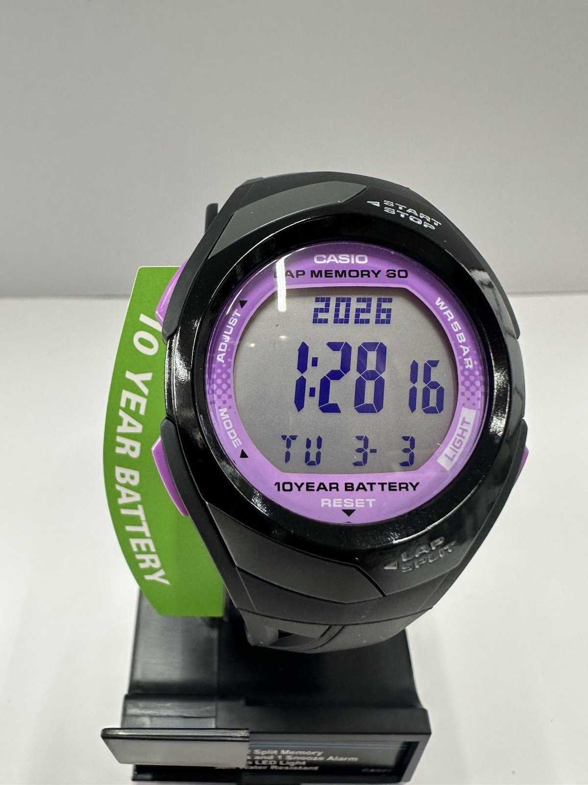 Casio STR-300-1 Digital, 10 Year Battery, Lap Memory Resin Band Watch