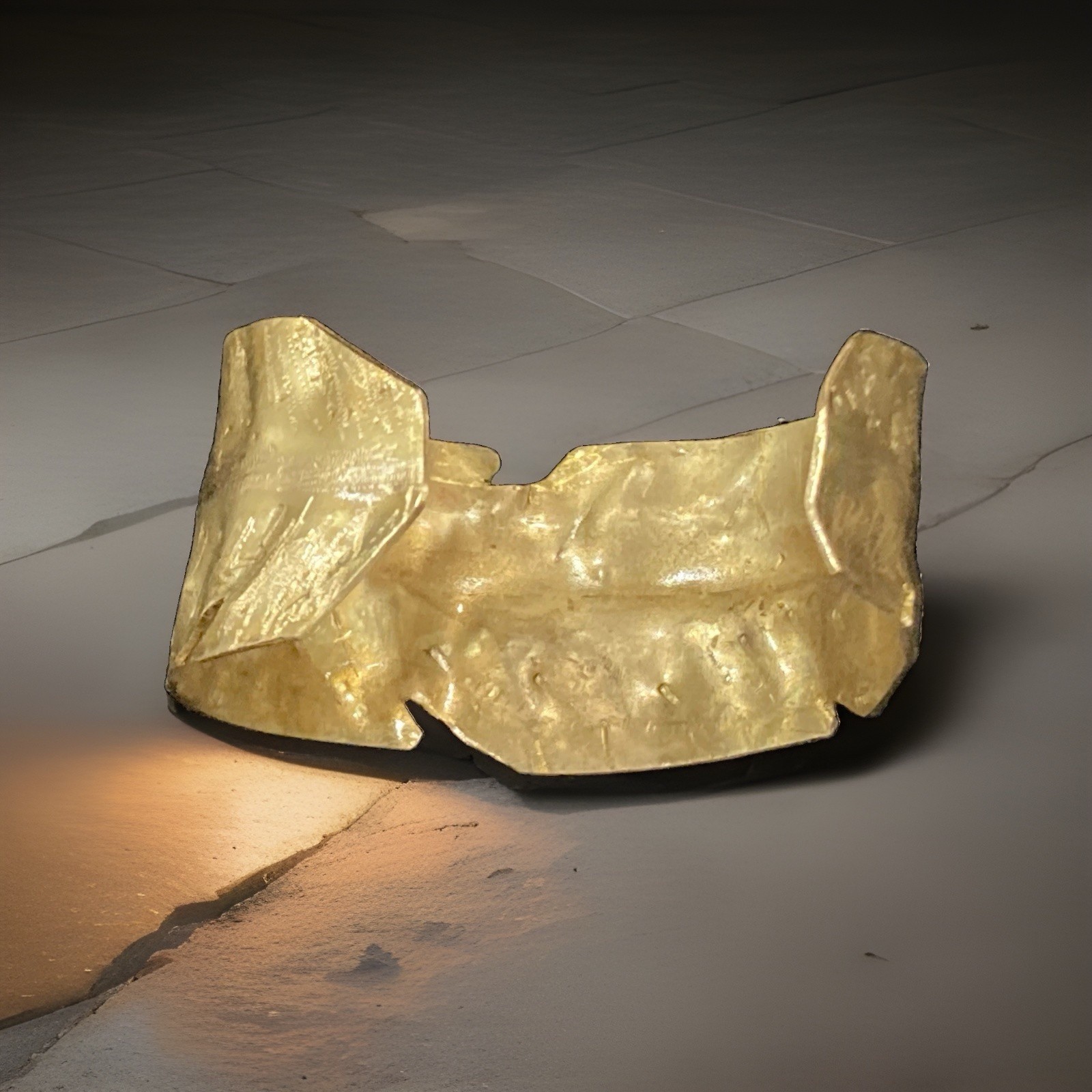 Handcrafted Brass Gold-Tone Cuff Bracelet Asymmetrical Unisex Adults 6 in