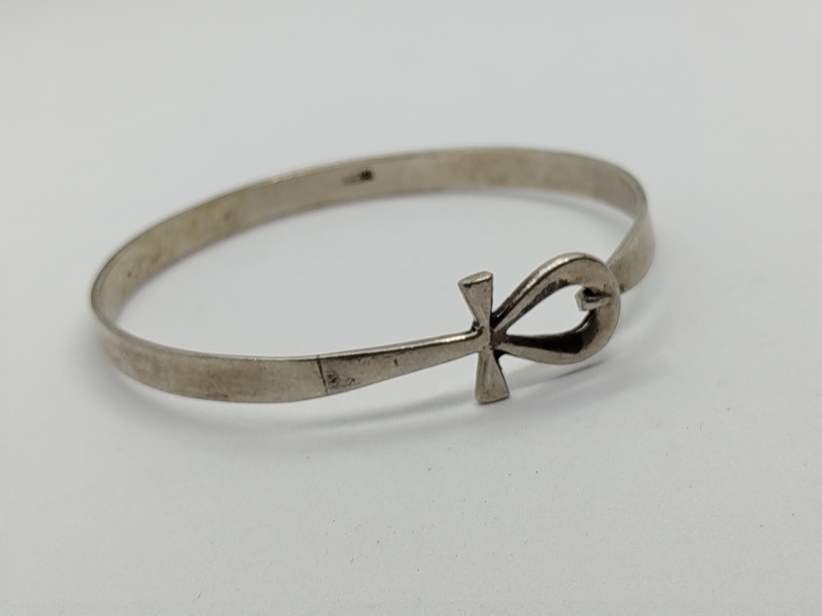 Vtg Egyptian Cross Bracelet Solid Silver 10.6g