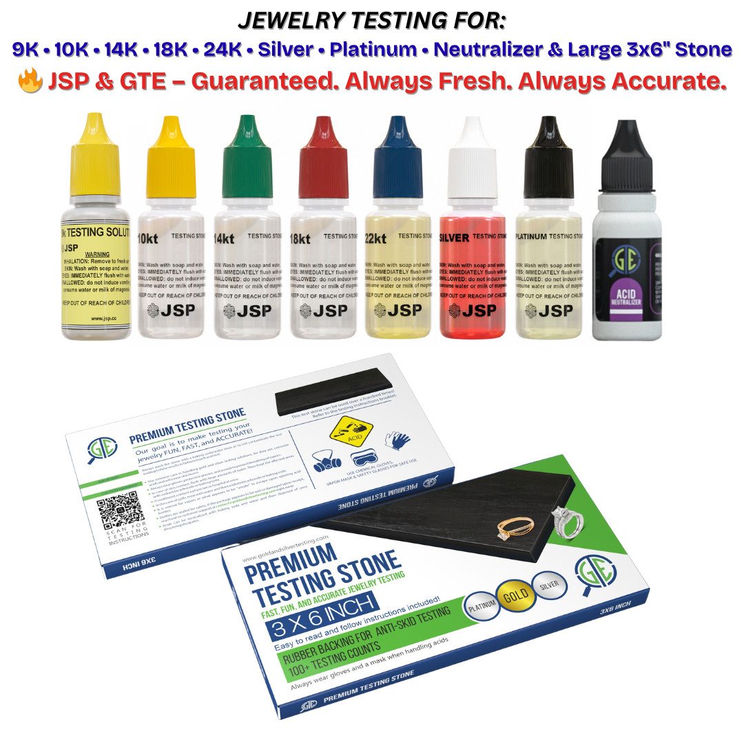 Gold Silver Platinum Testing Kit – Test 9K 10K 12K 14k 18K 22K 999 925 Sterling