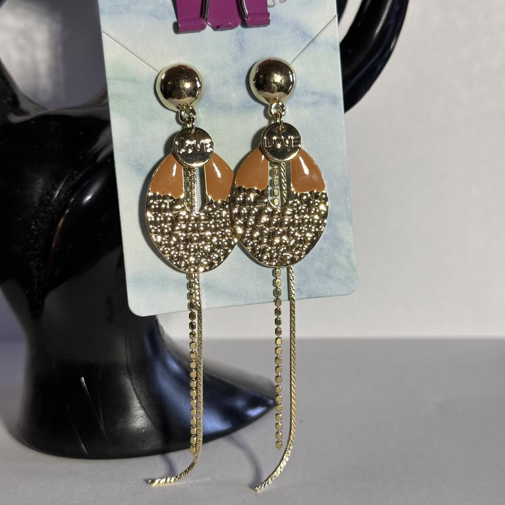 Gold and Silver Earrings with Tassel and lettered with Love RS5/42