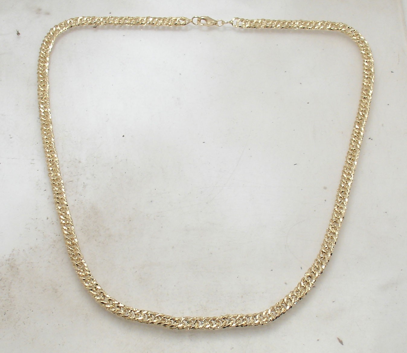Technibond Diamond Cut Curb Cuban Chain Necklace 14K Yellow Gold Clad Silver