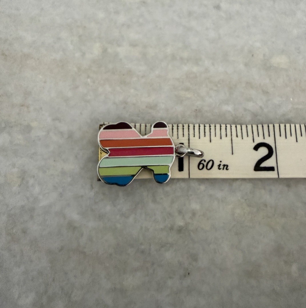 Tous Teddy Bear Stainless Steel Rainbow Enamel Stripe Pendant