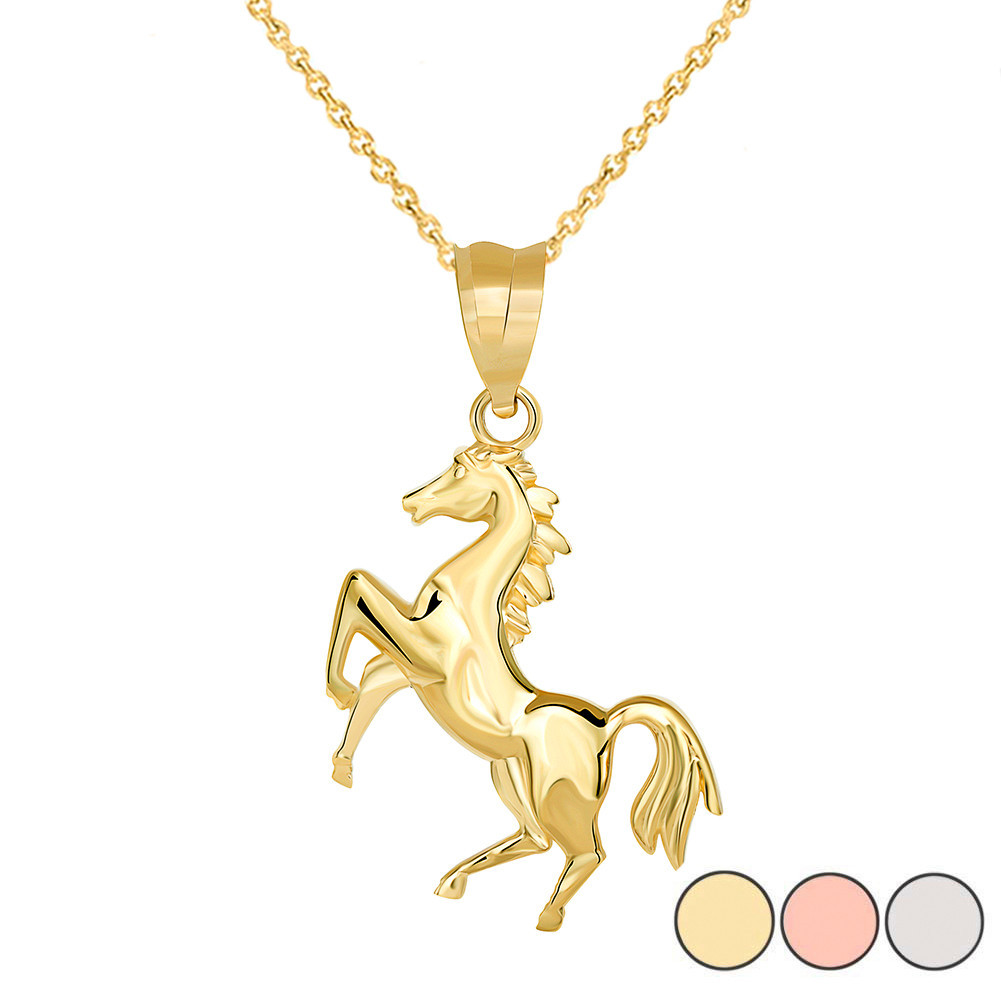 Running Horse Pendant Necklace in Gold (Available in Yellow/Rose/White Gold)