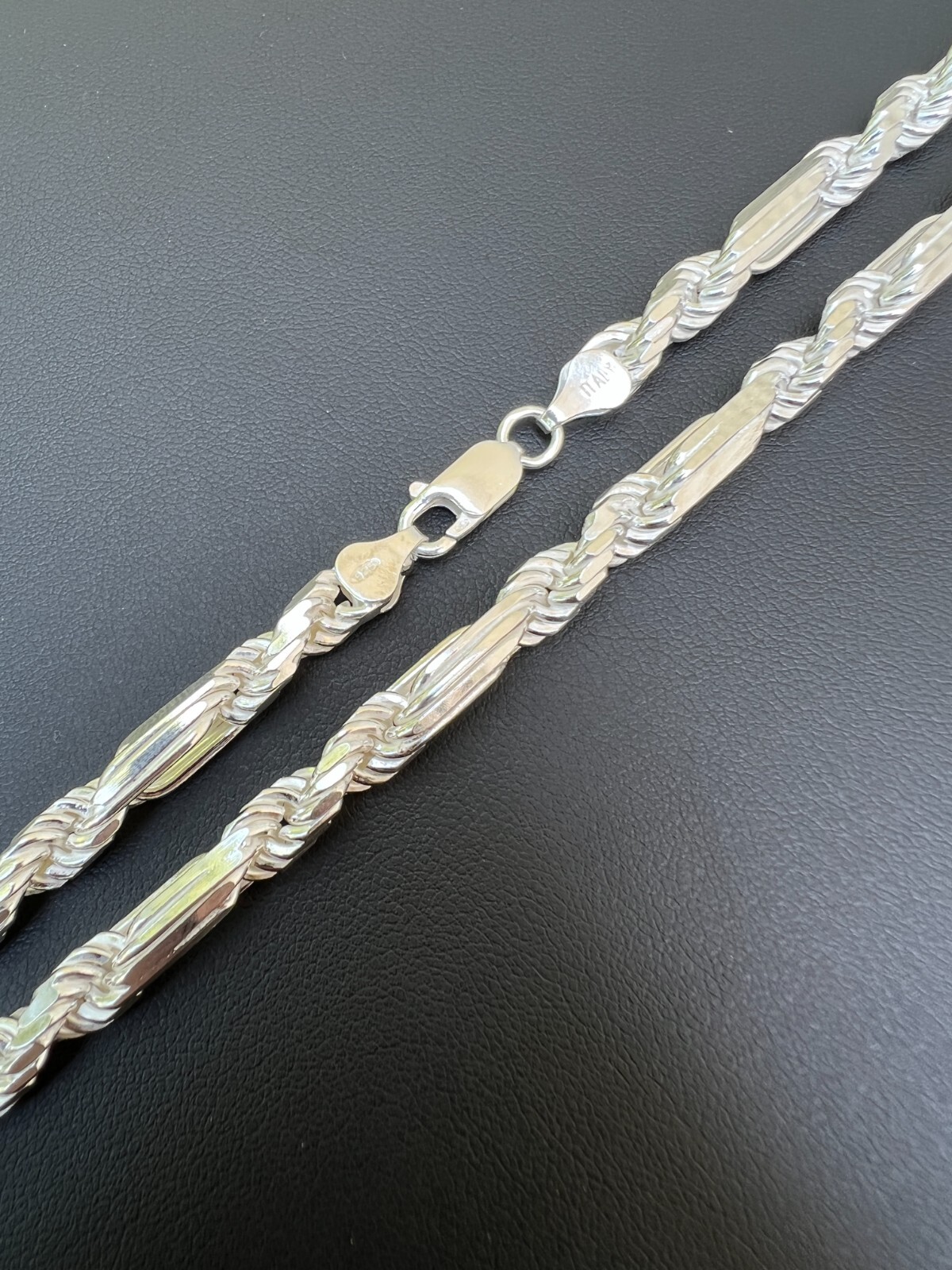 Men’s FigaRope Chain Real Solid 925 Sterling Silver Necklace Bracelet 6mm Milano