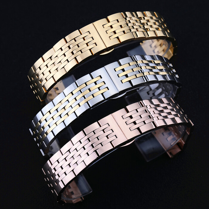 Premium Solid Stainless Steel Watch Strap Metal Band Universal 12-24 Elbow Free