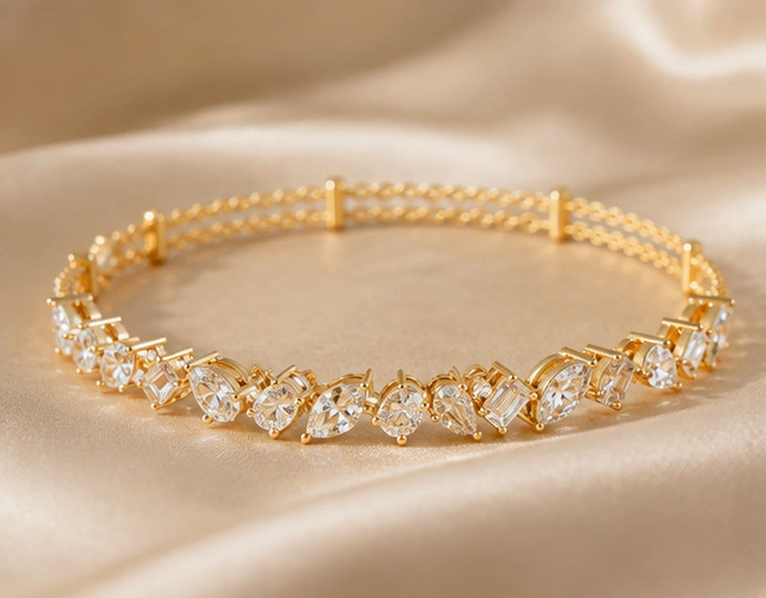 10 ct Marquise Simulated Diamond Tennis Unisex Bracelet 14k Yellow Gold Plated