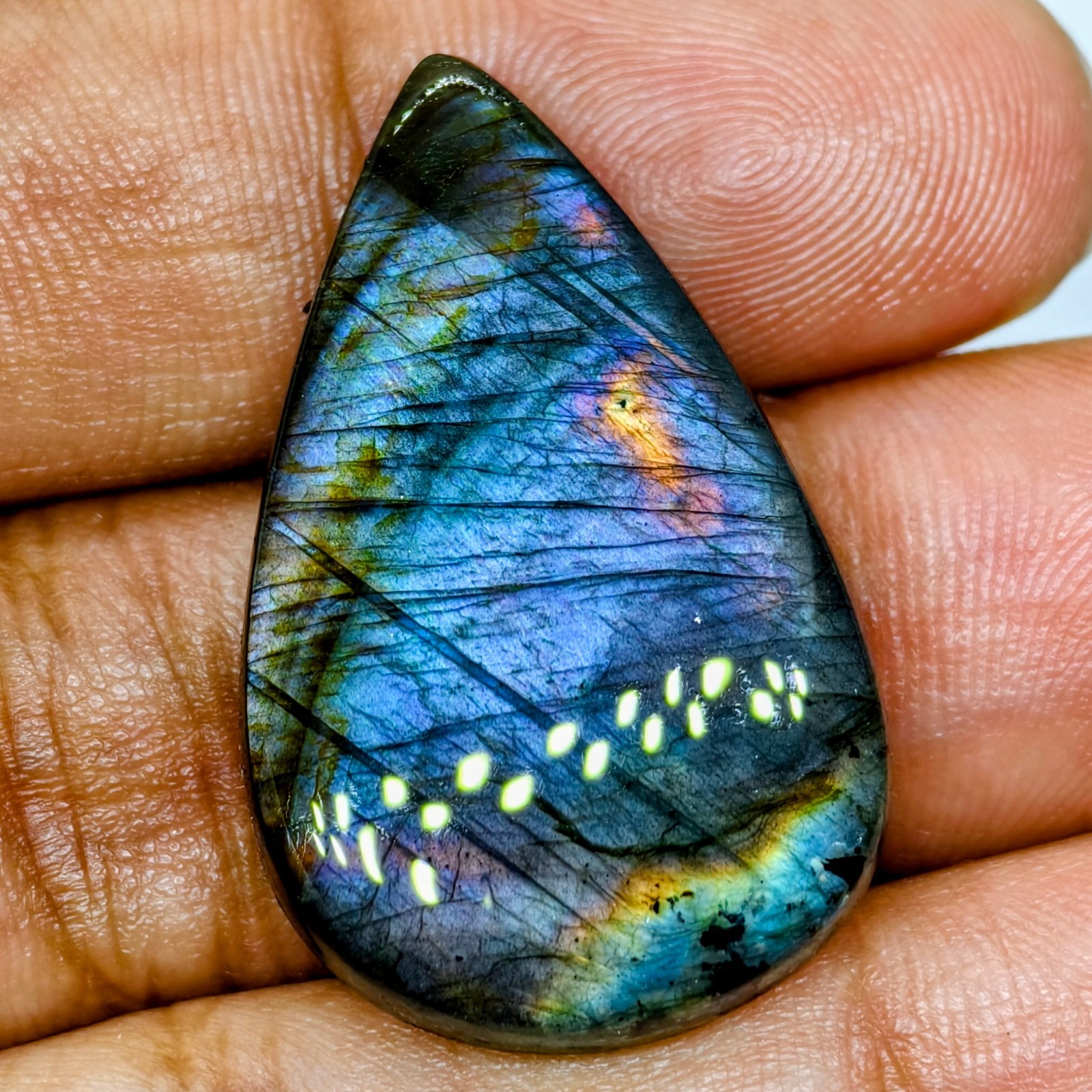 29 Cts Natural Labradorite Cabochon Gemstone For Jewelry 32.7×20.6×5.3 MM