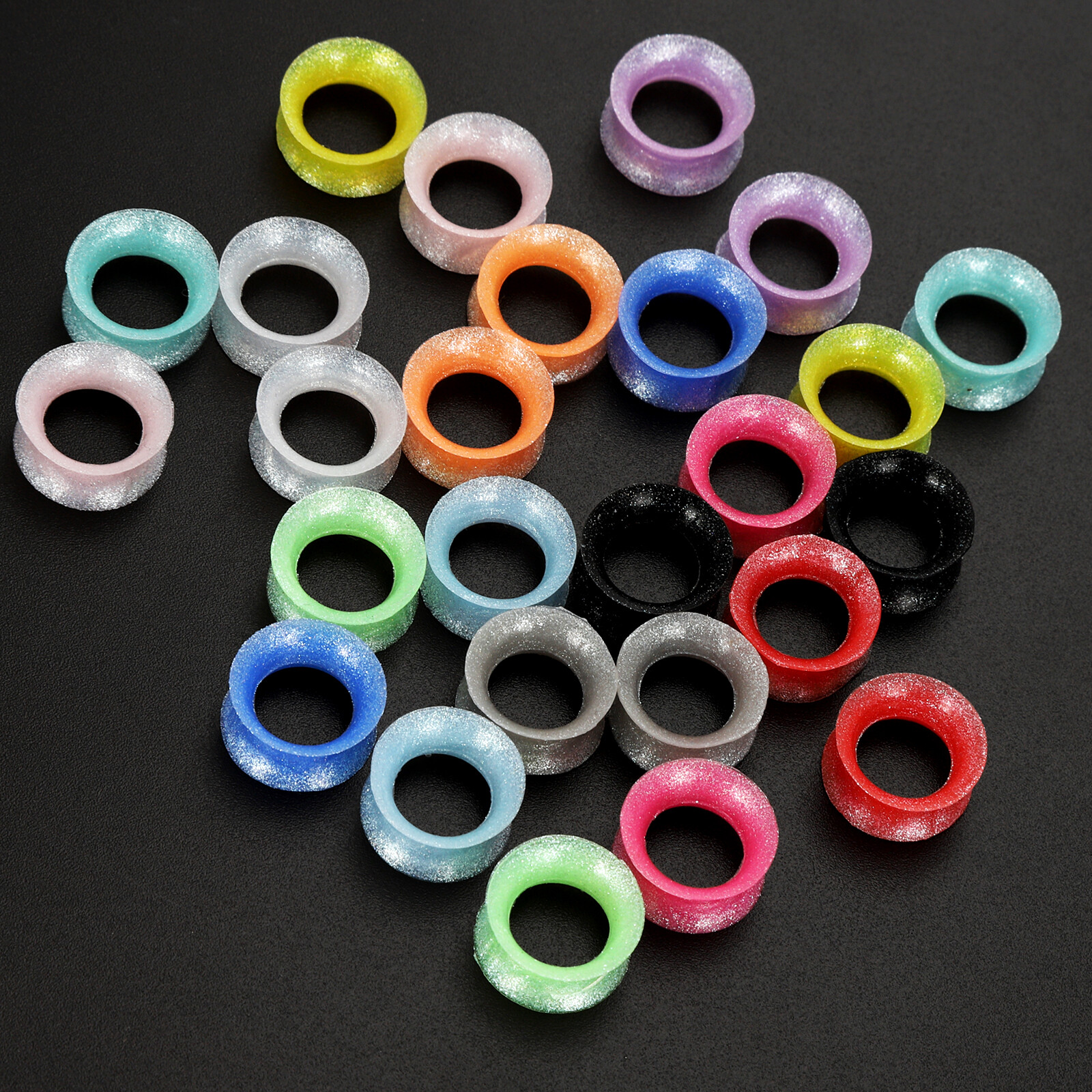 1 Pair Flexible Soft Silicone Ear Tunnels Gauges Double Flared Plugs Stretchers