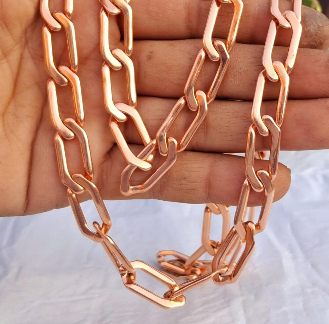 20 inch Pure Copper Solid LONG CUBAN Chain Necklace, Healing Jewelry Spiritual