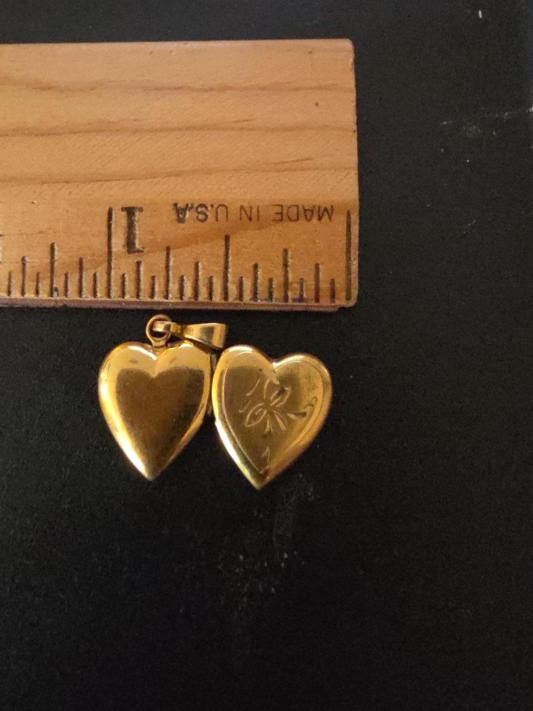 Vintage Tiny Gold Filled Heart Locket Floral Engraved Photo Pendant GF