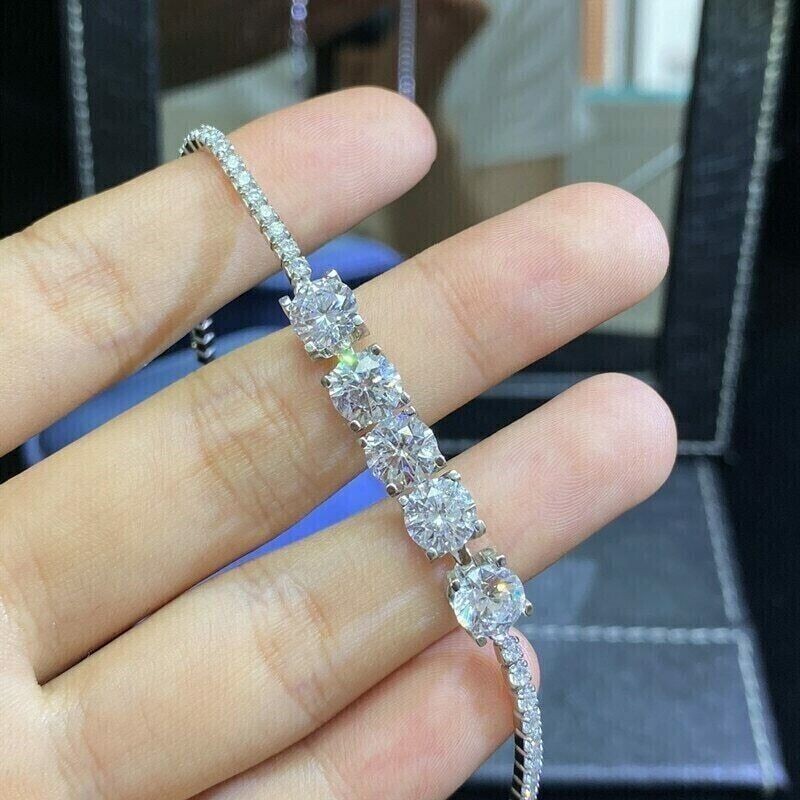 20Ct Round Cut Lab Created Diamond Tennis Bracelet 14K White Gold Finish