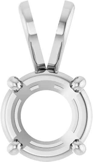 10K 14K 18K Gold or Silver Unset 18 mm Round 4-Prong Pendant Mounting