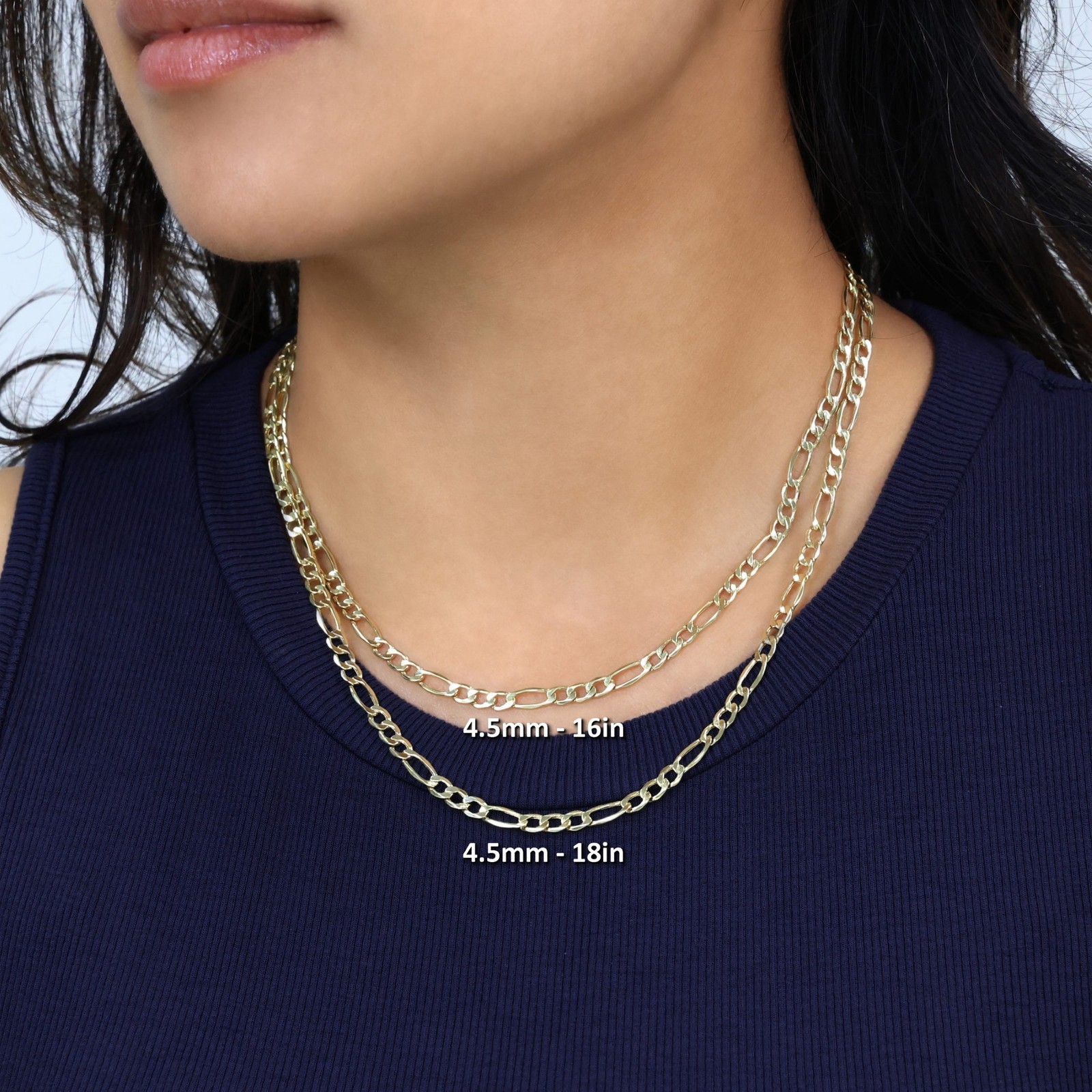 10K Yellow Gold 4.5mm Figaro Chain Italian Link Necklace Men Women 16″-30″