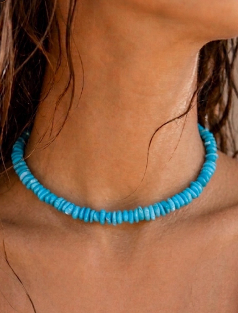Navajo SLEEPING BEAUTY Turquoise Nugget Chunky 18 Inch Necklace By Sam Begay