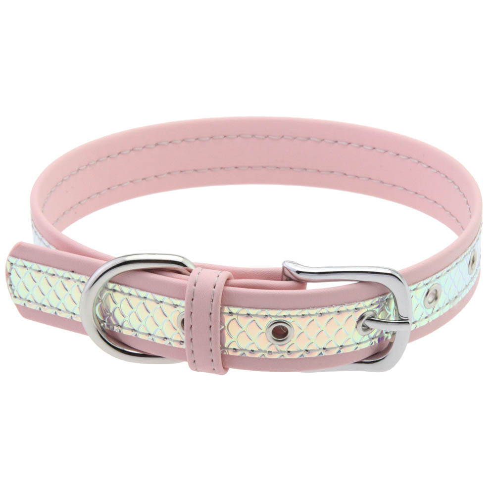 Double Color Splicing Sequined Fish Scale Leather Choker Collar Necklace Chain