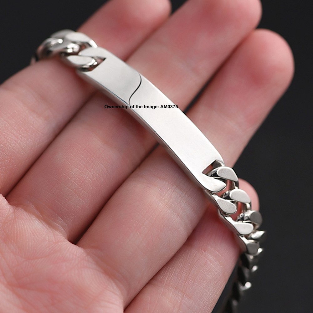 Pure 925 Sterling Silver Curved Plate Curb Link Chain Bracelet Unisex Jewelry