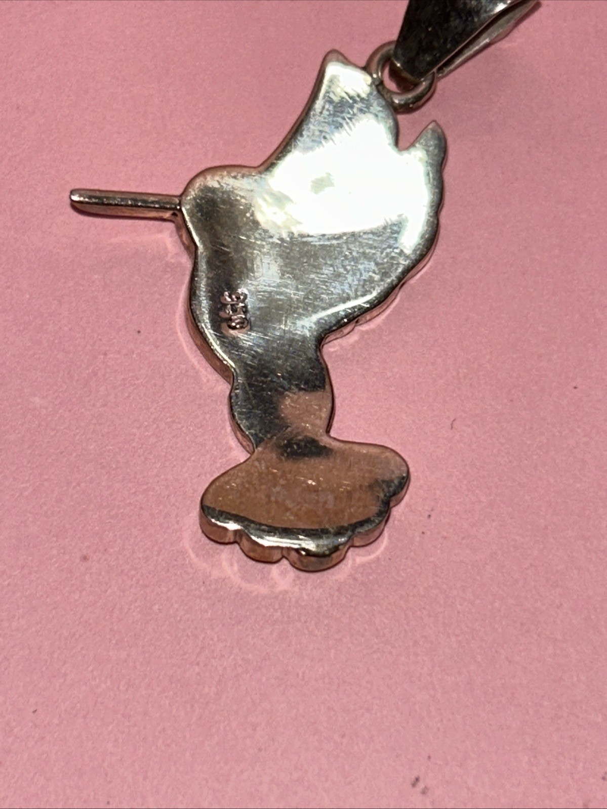950 Silver Handmade Inlay Hummingbird Abalone Pendant From Peru 1.75”