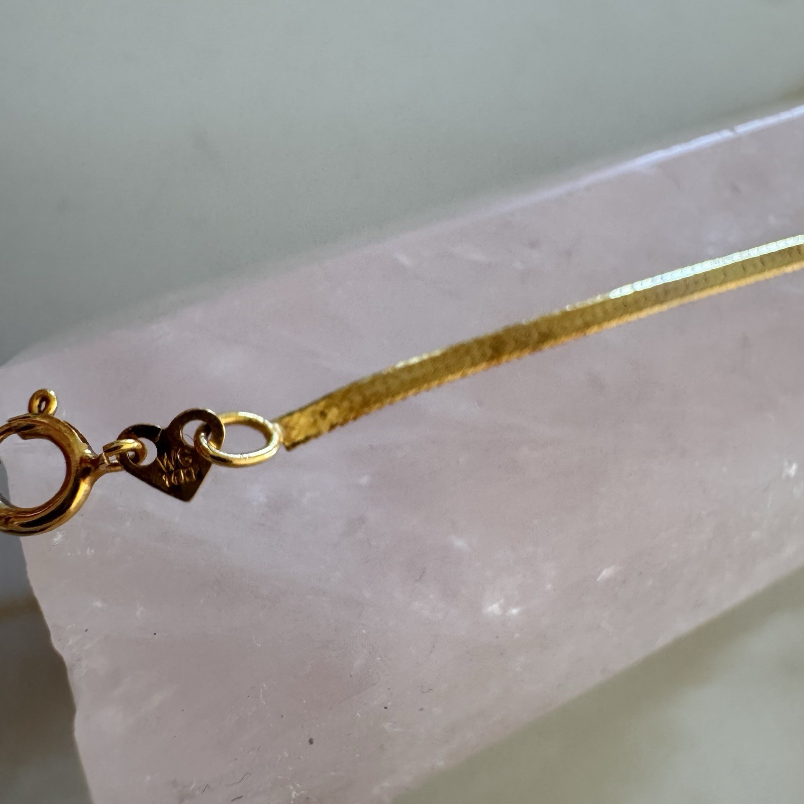 14K YG rare vintage herringbone bracelet hearts someone special made in italy