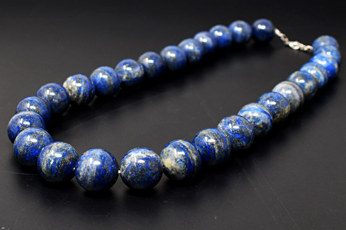 1372 Cts Earth Mined Blue Lapis Lazuli Round Shape Beads Necklace JK 07E297