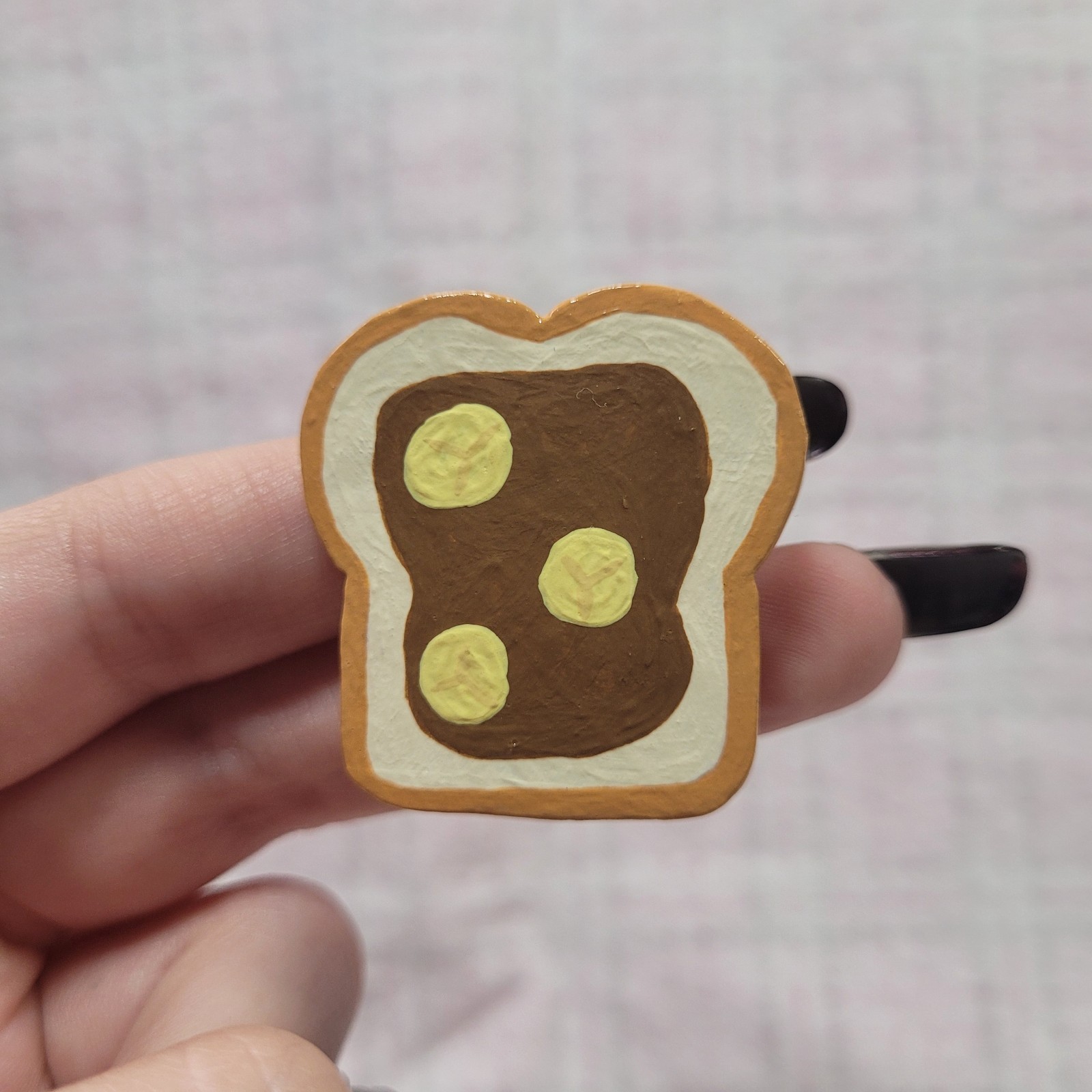 Handmade Art Polymer Clay Bread Toast Pin Food Cute Handcrafted