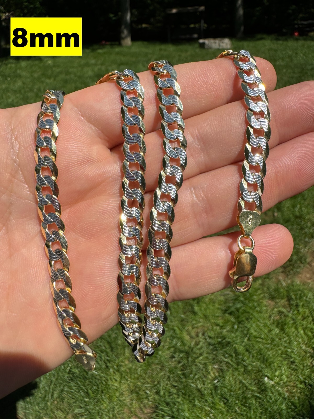 Cuban Link Chain Bracelet 14k Gold Plated Real Solid 925 Silver Necklace 5-11mm