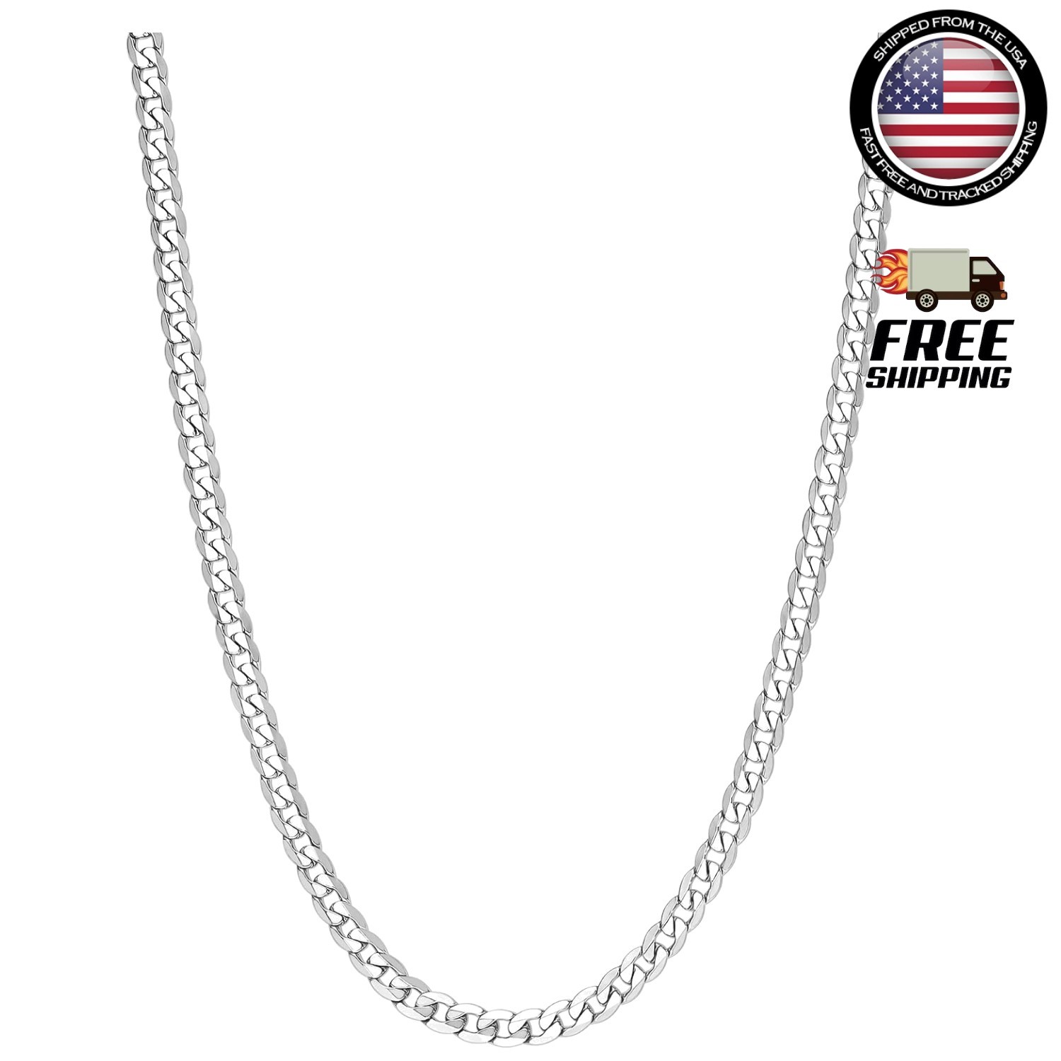 18-40″MEN Stainless Steel 3/4/5/6/8mm Silver Miami Cuban Curb Chain Necklace*155