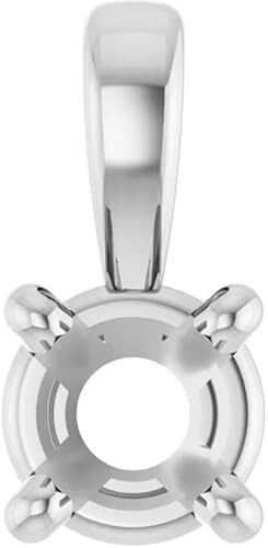 10K 14K 18K Gold Platinum or Silver Unset 6.5 mm Round 4-Prong Pendant Mounting
