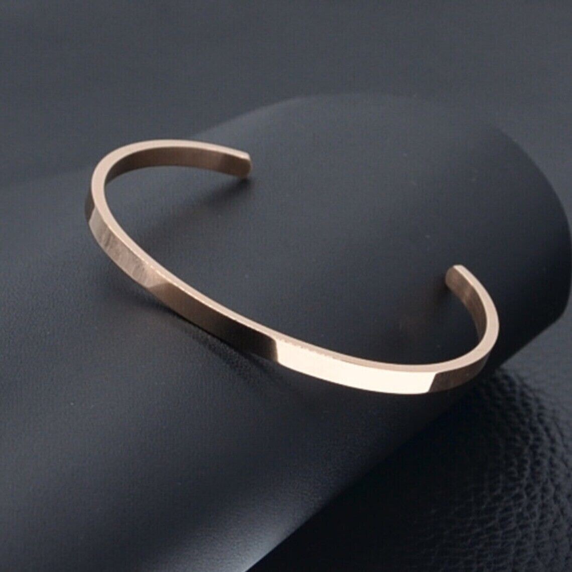 14K Rose Gold Finish Men’s Classic Cuff Bangle Bracelet 7″ Inch