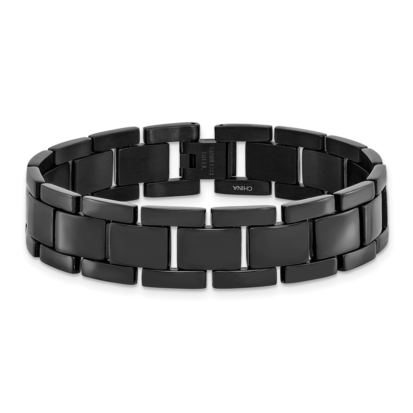 Chisel Stainless Steel Polished Black IP-plated 8.25 inch Link Bracelet SRB151