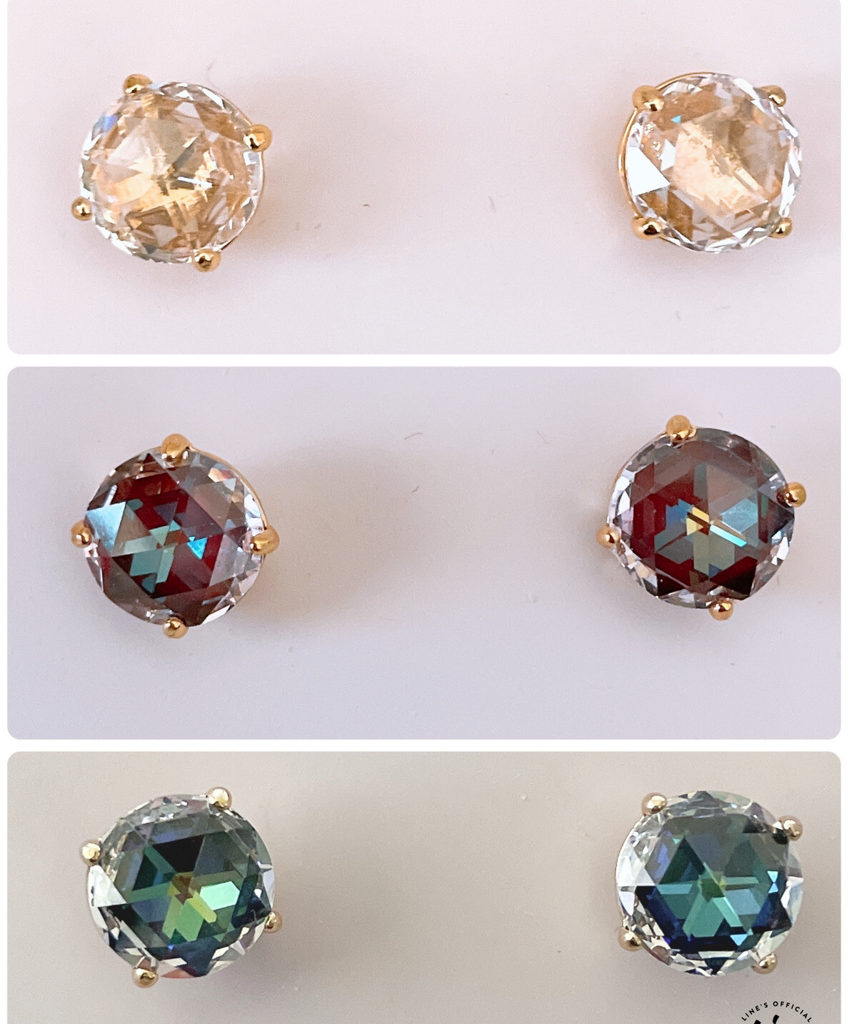 Kate Spade “Bright Ideas” CZ Stud Earrings, Jet(Blue-Green), Berry, Clear Gold