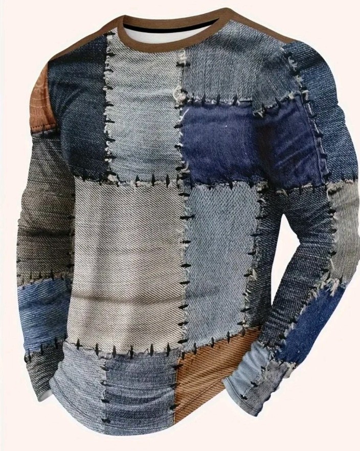 Ugly Christmas Sweater Dreamcatcher Tibet Tribal Jamaican Henley Denim Stitch