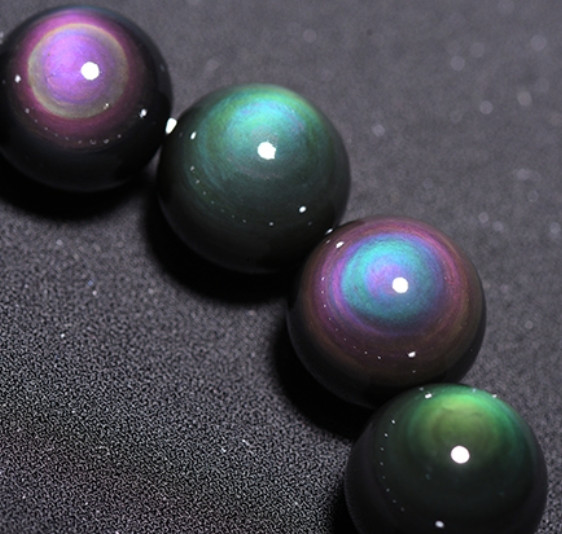 TrendingNow 12mm Handmade Rainbow Obsidian Beaded Stretch Bracelet Best Gift