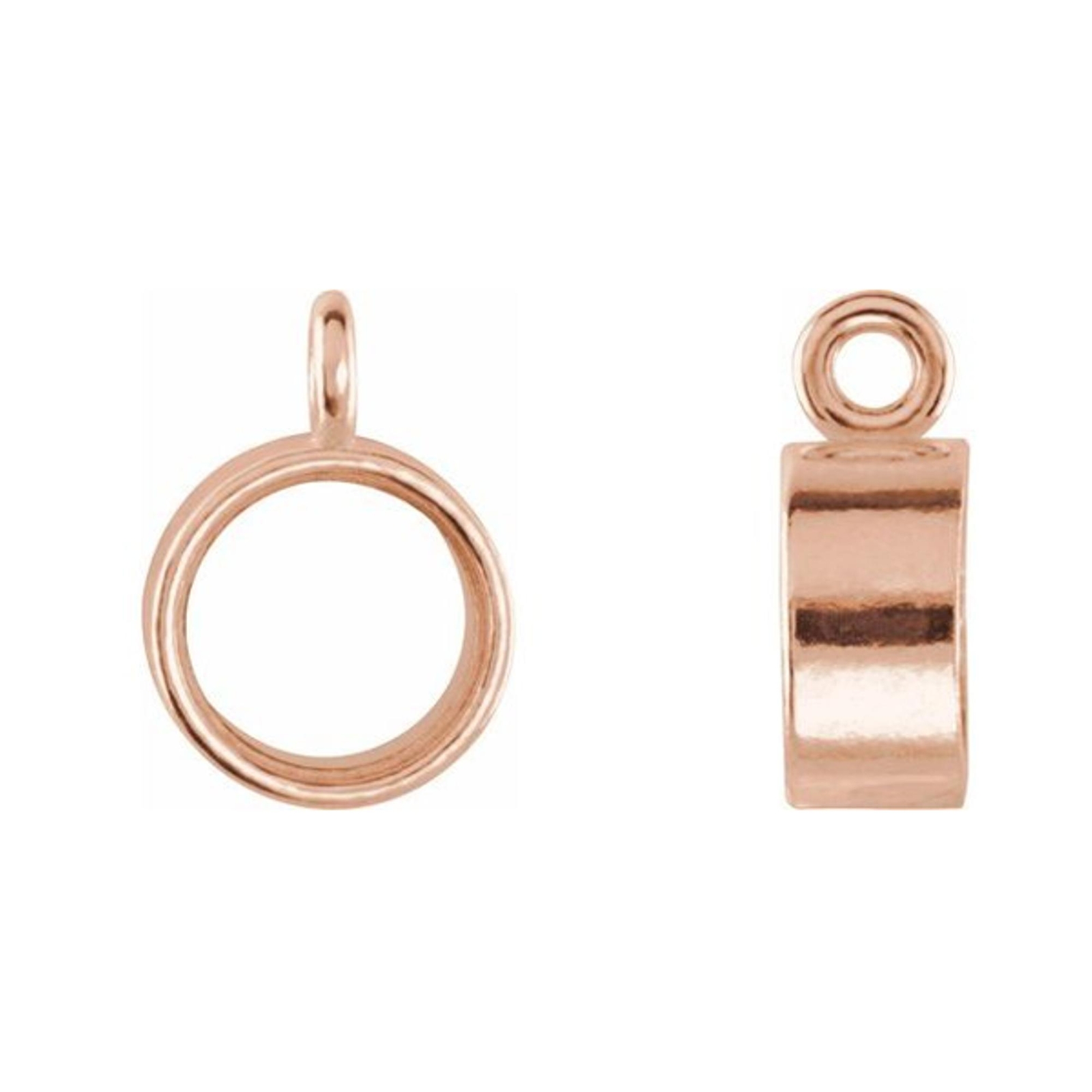 14k 18k Rose White Yellow Gold Platinum or Silver Round Micro Bezel Dangle Charm