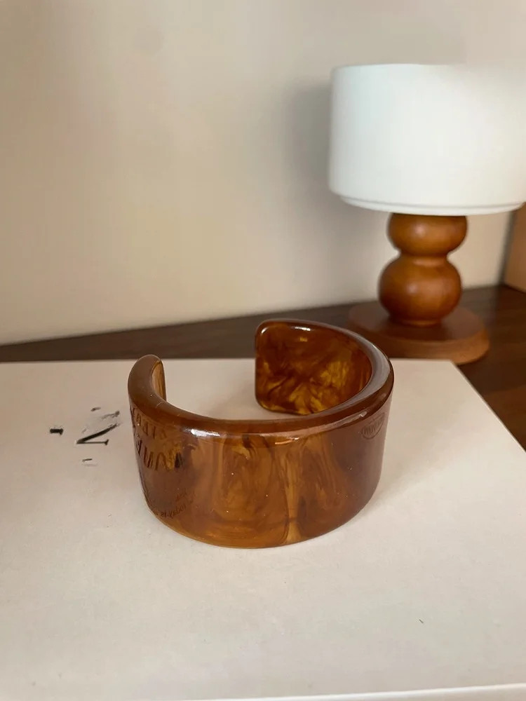 Wide Acrylic Bracelet Open Bangle Irregular Resin Vintage Chunky Women Jewelry