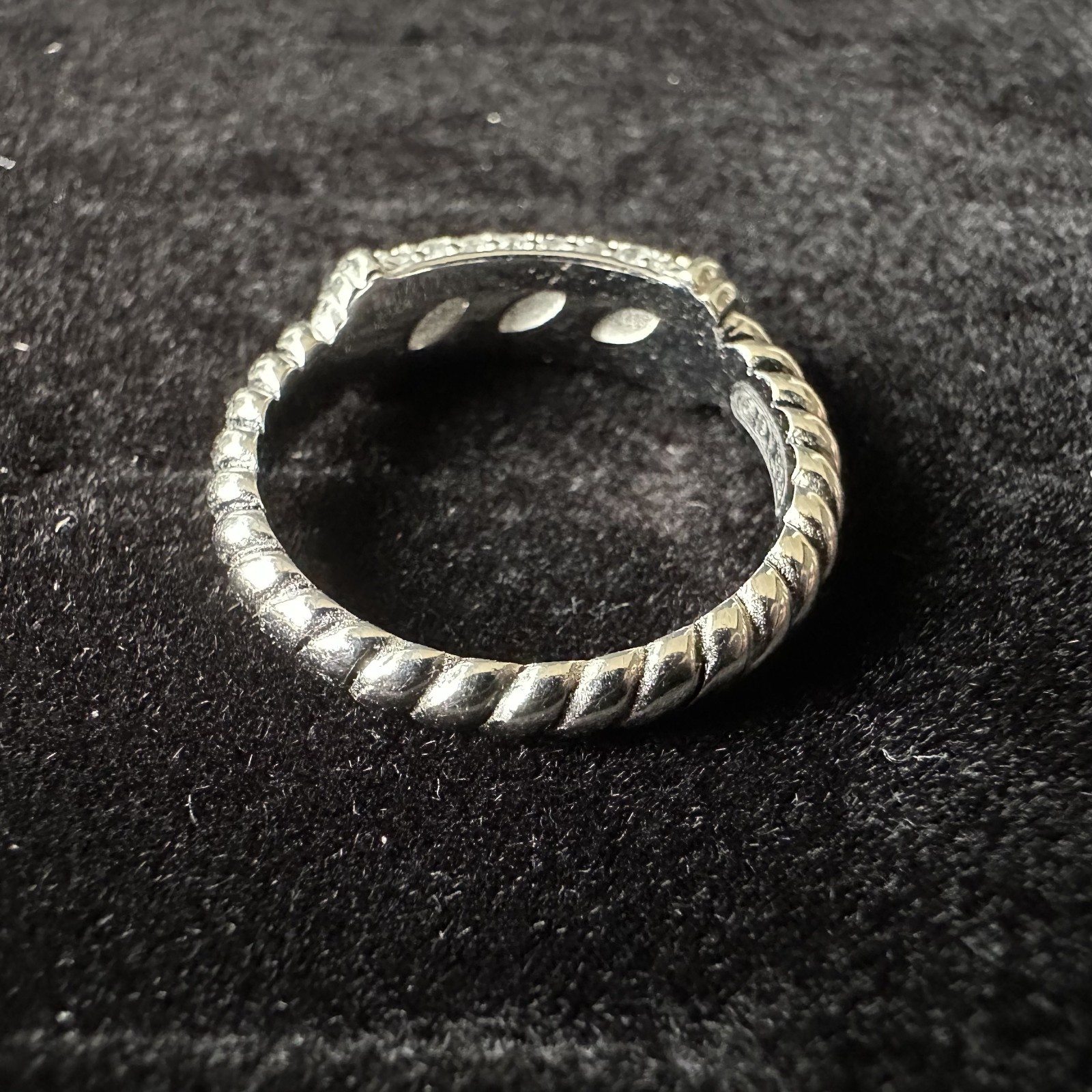 David Yurman Sterling Silver 925 Pavé Diamonds Sculpted Cable Band Ring Size 8