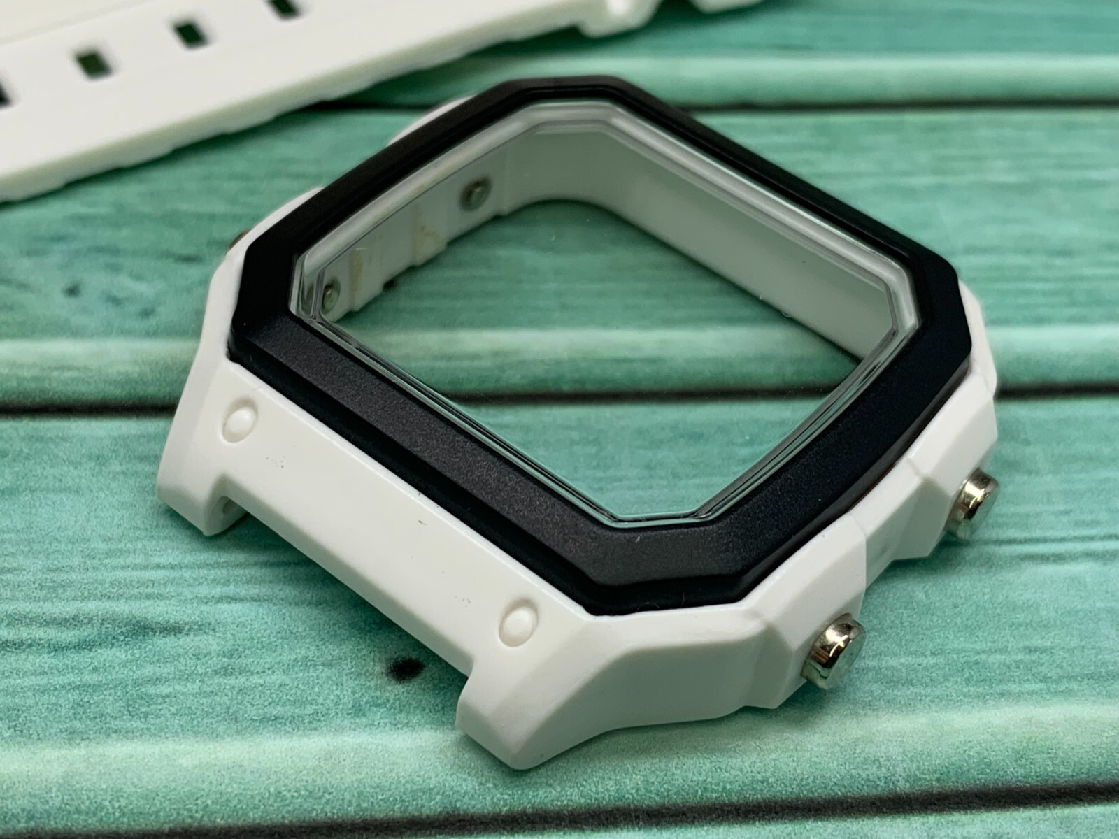 White/Black Mod Case & Strap for Casio World Time Royale AE-1200 NO WATCH