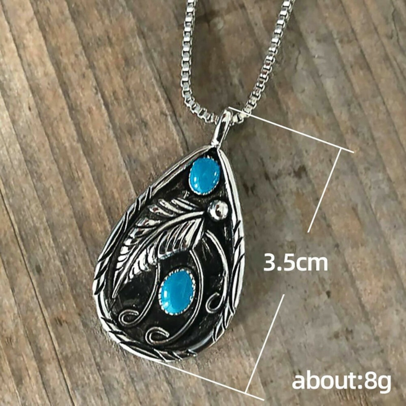 Tibetan Silver Plated Blue Turquoise Chain Crystal Pendant Necklace C10