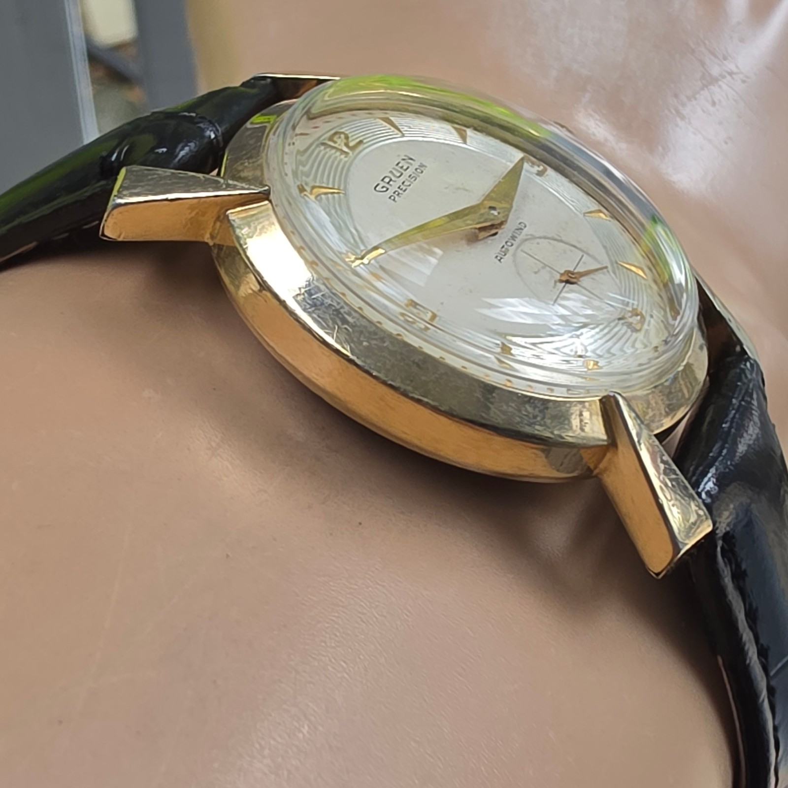 Vintage GRUEN men’s automatic watch 480/831 10K GF Concentric-circle dial 1952