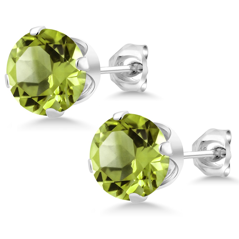 925 Sterling Silver Peridot Stud Earrings For Women (2.00 Cttw, Gemstone
