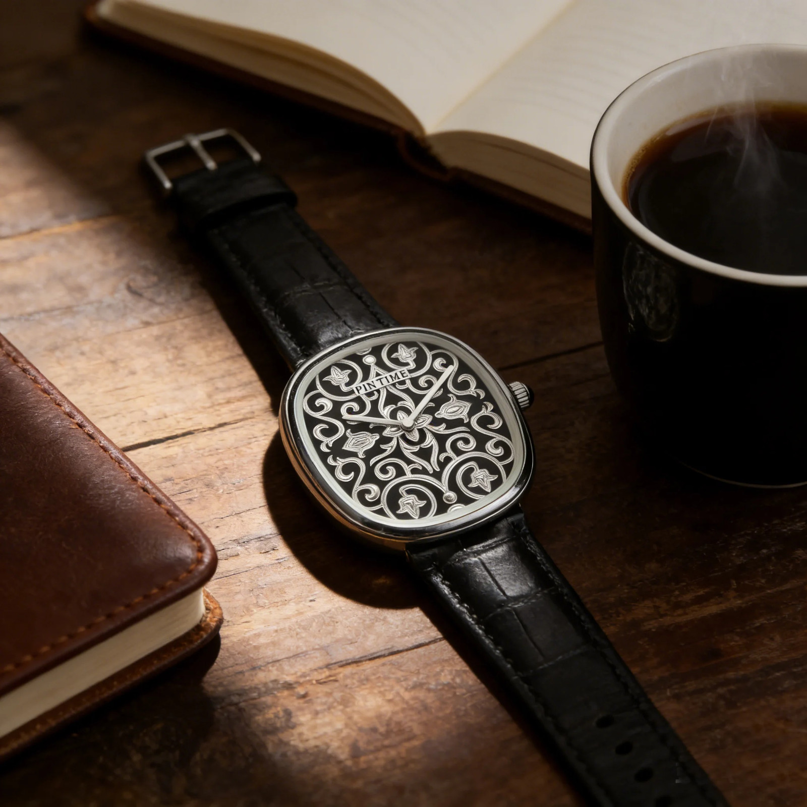 Classic Vintage Black Arabic Engraved Men’s Quartz Watch Elegant Gentleman