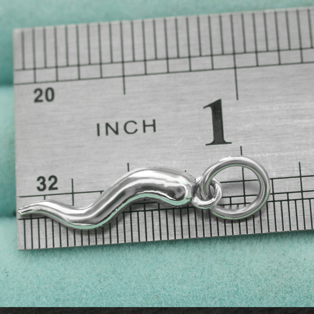 Italian Horn Chilli Pepper Pendant Charm 3D In 925 Sterling Silver Cornicello