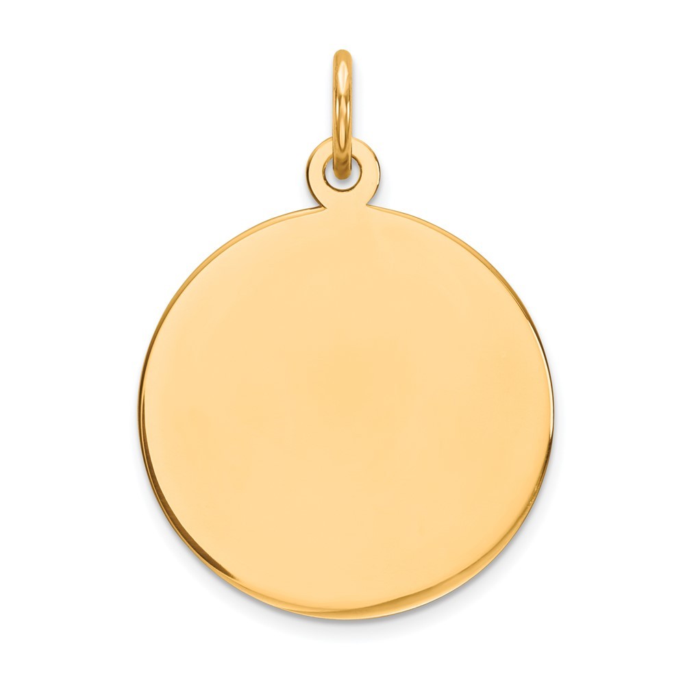 10K Yellow Gold 0.018 Gauge 17.75×17.75mm Circular Engravable Disc Charm Pendant