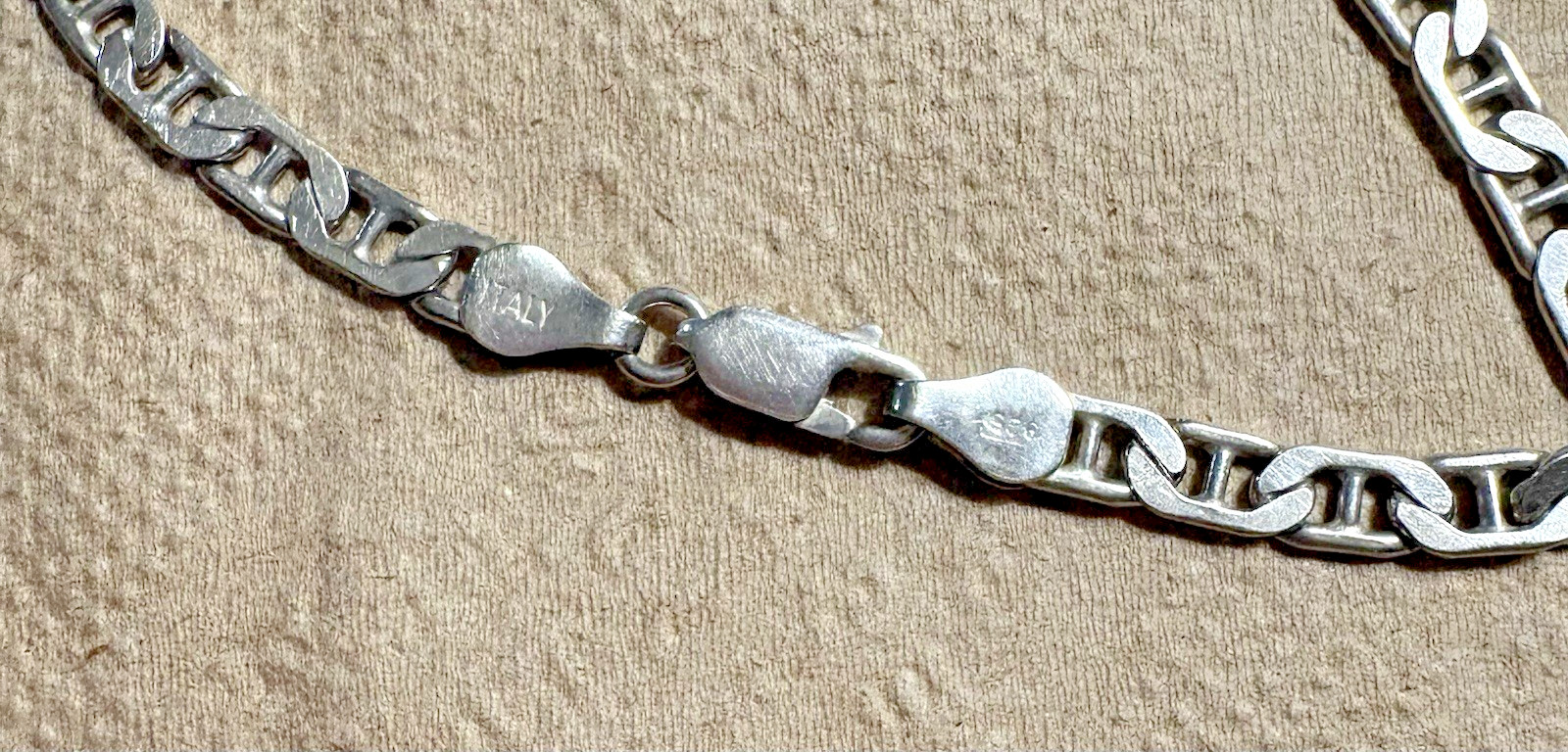 Silver 925 Italy Flat Anchor Link Mariner Men’s Bracelet 8-1/4″ long 10 grams