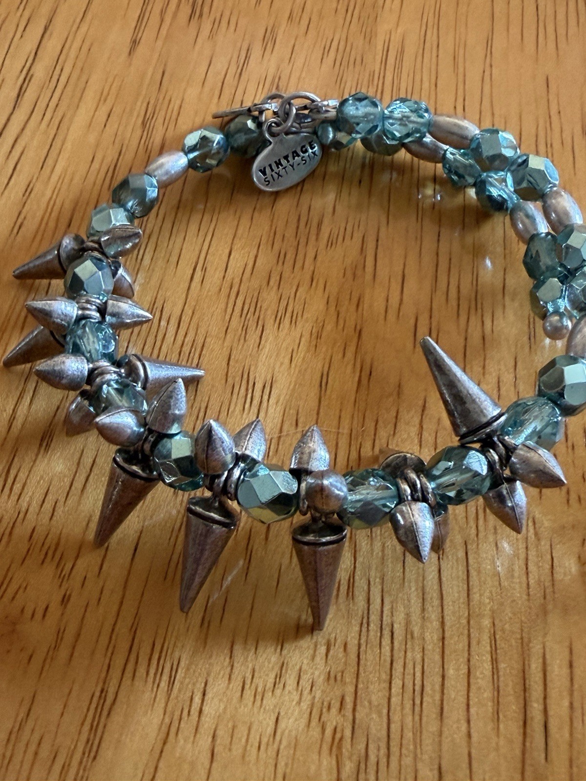 Alex & Ani Teal Spike Silver Wrap Bracelet Vintage 66