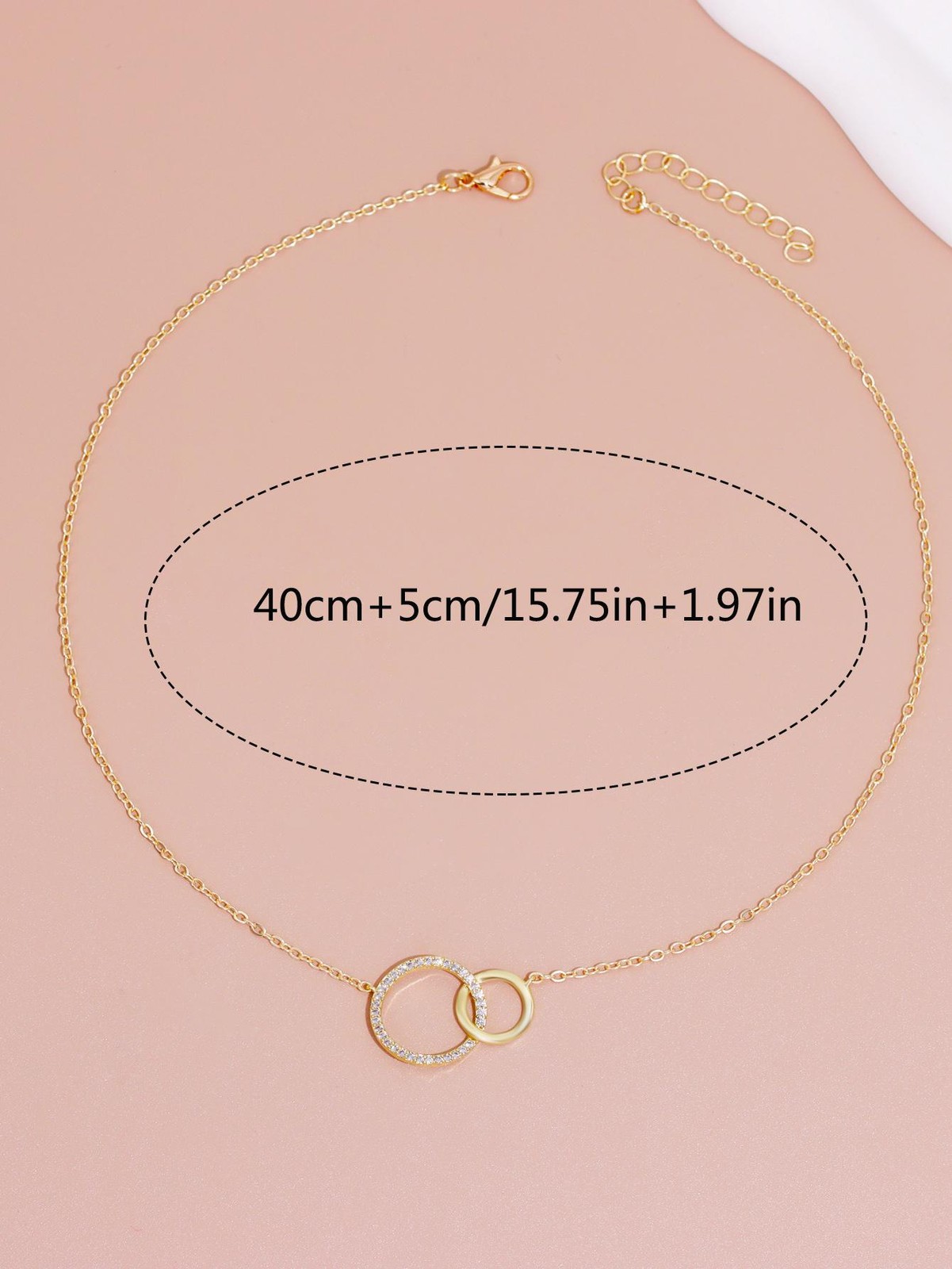 Necklace Stainless Steel Double Circle Pendant Thin Chain for Women Jewelry