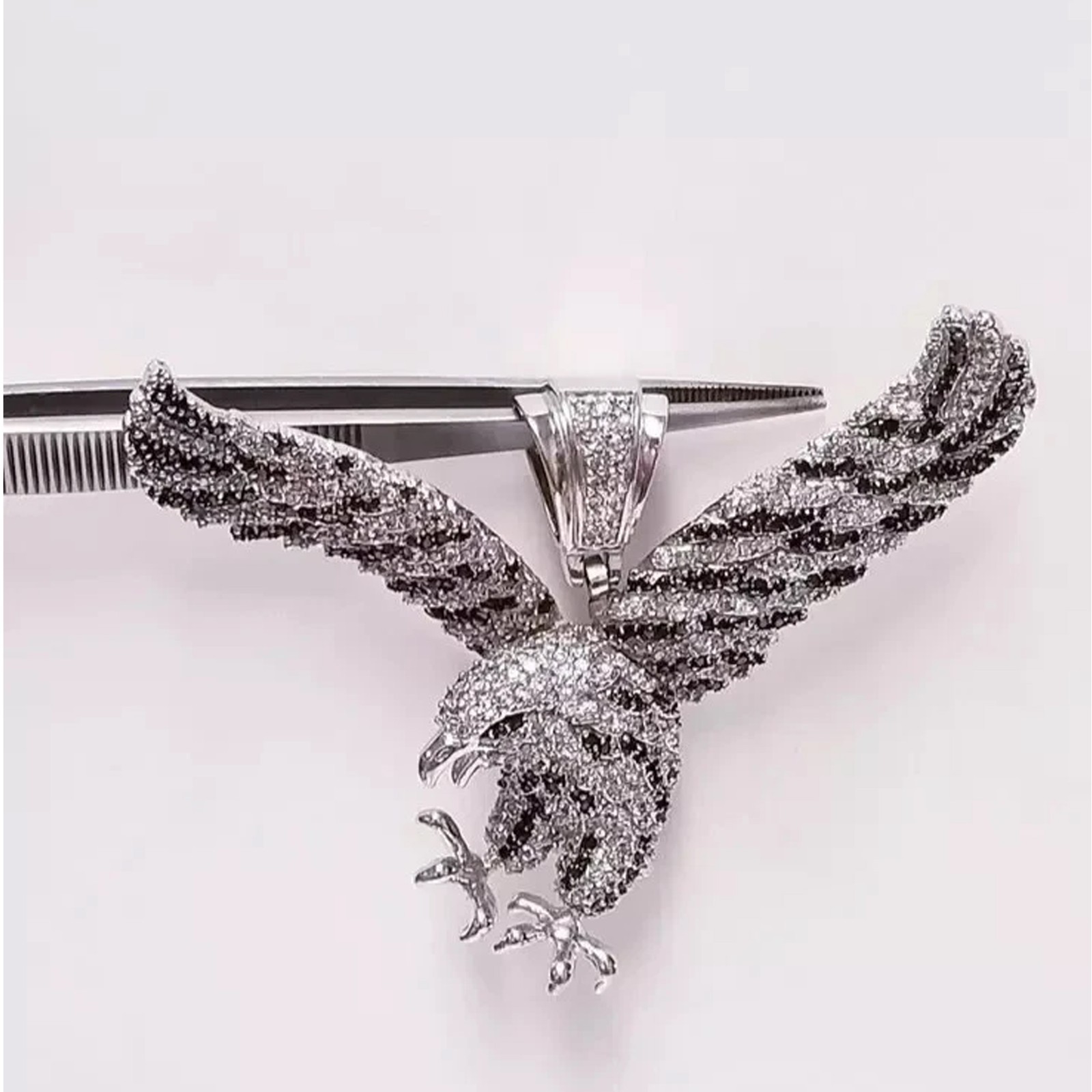 3Ct Round Cut Real Moissanite Eagle Charm Men’s Pendant 14K White Gold Plated