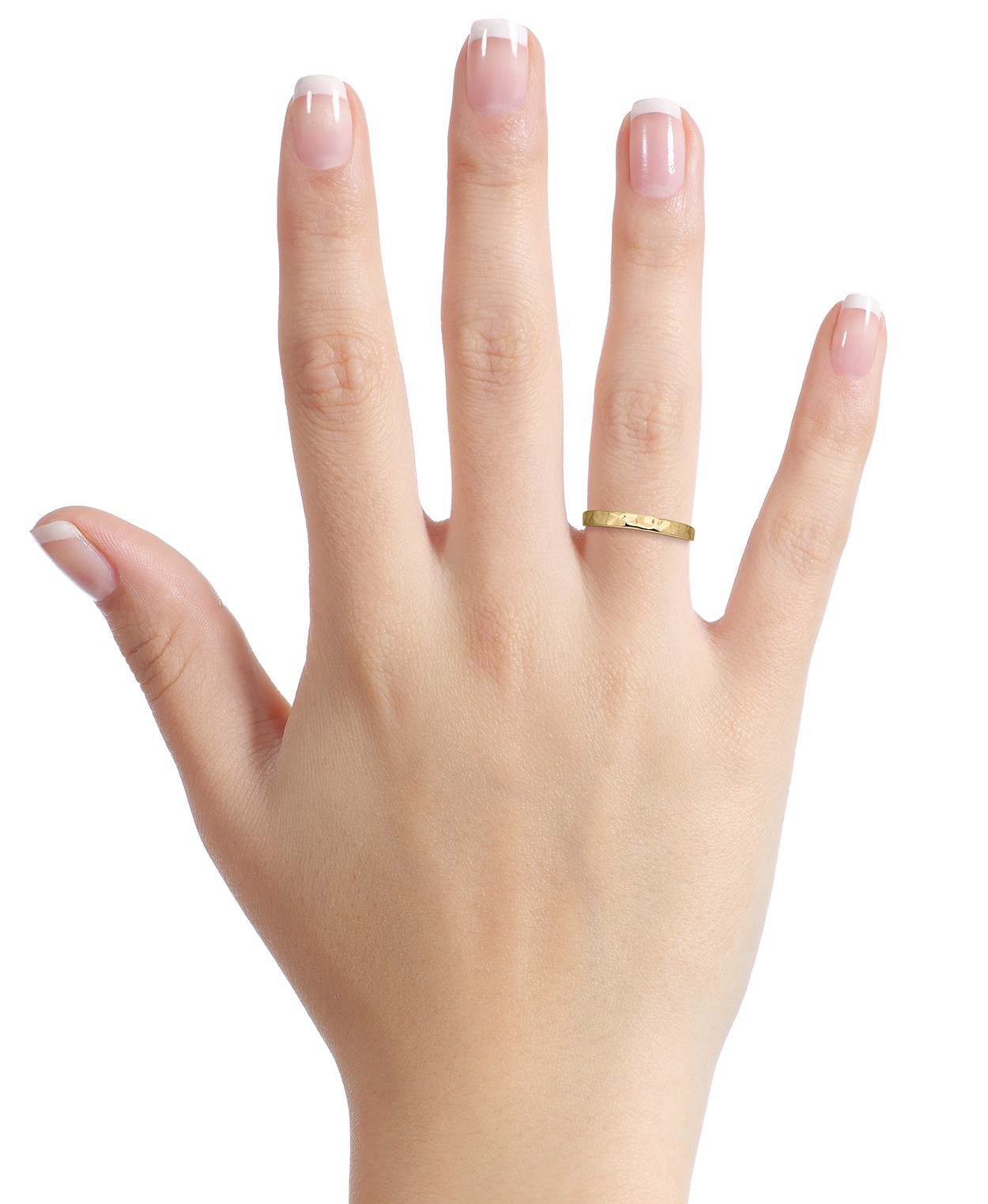 Solid 10K Yellow Gold Hammered Ring 2mm Sizes 1 – 12 Midi Faceted Stack Band