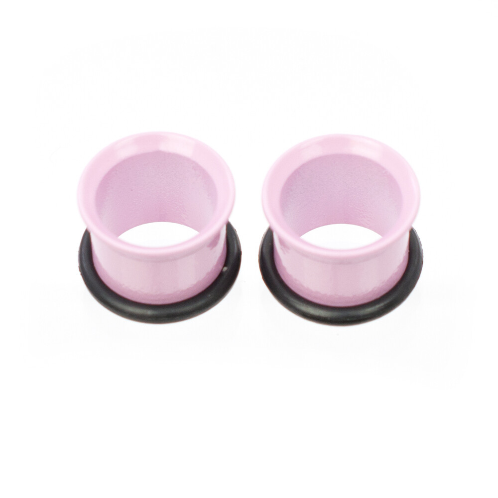 Tunnels Matte Pastel Pink with O-Rings – Sold as a Pair Surgical Steel